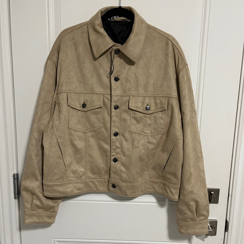 Zara Men's Faux Suede Classic Boxy Fit Jacket - Size M